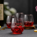 40 count Diamond Unbreakable Stemless Plastic Wine Champagne Whiskey Glasses Elegant Durable Disposable Indoor Outdoor Home office wedding bars 12 Ounce (Classic Old Fashioned Clear)