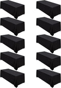 Surmente 10 Pack Black Tablecloth 90 x 132-inch Rectangular Polyester Table Cloth for Weddings, Banquets, or Restaurants