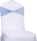MDS Pack of 200 Spandex Chair Sashes Bows Elastic Stretch Dining Chair Bands Ties Without Slider Buckle Universal fits for Wedding Baby Shower Birthday Party Banquet Event Decoration - Baby Blue