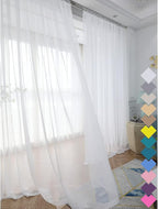 Window Ivory Sheer Curtains 48 Inches Width 84 Inches Long 2 Panels Sheer Curtains Clear Curtains Basic Rod Pocket Panel for Home/Living Room/Bedroom/Kids Room