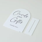 White Arch Acrylic Wedding Sign- 5"x7" Cards and Gifts Sign and Base,1/8" Thick | Modern Calligraphy Arched Acrylic Table Sign for Wedding & Event Party