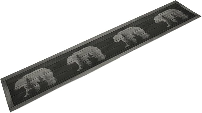 Rustic Country Bear Table Runner, Black Wood Wooden Cabin Wild Animals Hunting Table Cloth for Home Kitchen Dining Table Runner 13x108 Inch