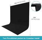 10X20ft Black Photo Backdrops for Photography, LCUIRC Two Rod Pocket Backdrops Curtain for Parties, Polyester Fabric Background with 4 Clamps for Product Protrait Photoshoot or Parties Decoration