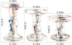 3-Piece Set of Glass Candlestick, Crystal Candlestick Holder Holder and Conical Candle, Christmas Candle Holder Decoration, Family Living Room Wedding Candle Holder (7 Colour)