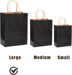 qiqee 100Pcs Large Size Paper Gift Bags with Handles -13"x10.3"x4.6" Kraft Small Party Bags - 16 Solid Colors