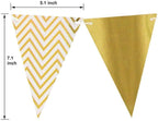 Sparkly Paper Pennant Banner Triangle Flags Bunting 8.2 Feet and Tissue Paper Tassels Garland 15 pcs for Baby Shower, Birthday Party Decorations, Metallic Gold