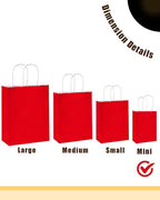 qiqee 50-Packs Red Paper Gift Bags with Handles Bulk 4.5"x2.5"x6" Mini Size Party Favor Bags Multiple Uses
