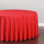LTC LINENS 5 Pack 108 Inch Round Tablecloths Red - Bulk for 48 Inch Round Table Floor Length - Wrinkle Resistant Polyester Fabric Cloth for Wedding