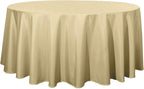 Efavormart Round Tablecloth, 120 Inch Stain & Wrinkle Resistant Washable Table Cloth, Decorative Polyester Fabric Table Cover for Banquet, Wedding, Dining - Champagne