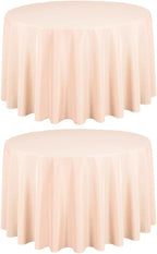LTC LINENS 2 Pack 108 Inch Round Tablecloth Peach - Great for 48 Inch Round Table Floor Length - Wrinkle Resistant Polyester Fabric Cloth for Wedding, Party