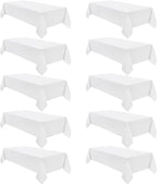 VidaFete Tablecloth 60 * 120inch 10pack Rectangle Table Cloth Polyester, Stain Wrinkle Resistant Dining Table Cover for Kitchen Dinning Party Wedding Rectangular Tabletop Buffet Decoration(White)