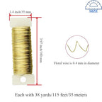 HAHIYO 26Gauge Golden Metal Floral Wire - 3 Rolls, 115 Yards (345 Feet) - Flexible Paddle Wire for Craft, Christmas Wreath, Flower Arrangement, Bouquet Wrapping, Wedding, DIY