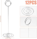 12Pcs Table Number Holder 8.66inch Tall Metal Iron Place Card Holder Lightweight Picture Holder Stand Portable Round Shape Photo Memo Note Holder for Office Wedding Party