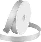 1 Inches x 100 Yards Polyester Satin Ribbon, Solid Color Silvery Satin Ribbon for Crafts, Gift Wrapping, Hair Bows, Wedding Party Decoration, Bow Making & Other Projects (Silvery)
