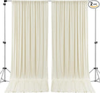 AK TRADING CO. 10 feet Wide x 12 feet Long IFR Polyester Backdrop Drapes Curtains Panels with Rod Pockets - Wedding Ceremony Party Home Window Decorations - (Ivory)