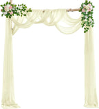 Wedding Arch Draping Fabric Beige Arch Drapes Sheer Backdrop Curtain for Ceremony Photo Wedding Decor 19Ft Length x 28" Width 6 Panel