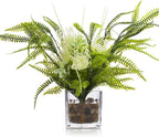 Enova Floral Cube Glass Vase - 6 x 6 Inch Square Vases with Floating Candle Holders, Perfect for Wedding Centerpieces and Home Office Decor - Set of 1