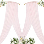 MLMC Blush Pink Wedding Arch Draping Fabric 2 Panels 29" x 20 FT Extra Long Gauze Drapes Sheer Backdrop Curtains 6.6 Yards Outdoor Drapery Panels for Wedding Baby Shower Party Ceiling Decoration
