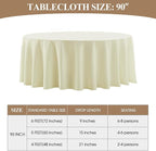 Round Tablecloth 2 Pack 90 Inch Ivory Tablecloths Washable Decorative Linen Polyester Table Clothes Cover for Dining Table Banquets Buffet Parties and Wedding