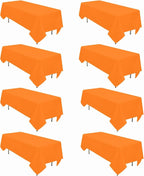 8 Pack Orange Tablecloth 60 x 102 Inch Rectangular Tablecloths for 6 Foot Rectangle Tables, Wrinkle Resistant Orange Table Cloth Washable Polyester Fabric for Buffet Wedding Party Banquet