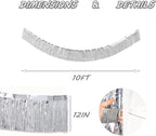 Silver Foil Fringe Garland 10FT 6packs, Metallic Foil Tinsel Fringe Banners for Parade Float Decorations Wedding, Birthday Party Graduation (six Silver)