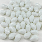 50pcs 10x15mm Teardrop Crystal Glass Beads for Jewelry Making, Faceted Vertical Hole Teardrop Glass Spacer Beads for Wind Chimes Bracelet Earring Necklace DIY Craft(White)