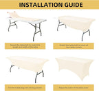 6-Pack 6ft Spandex Table Covers for Rectangle Standard Folding Tables - Wrinkle Resistant Stretch Tablecloths - Ultimate Fitted Table Protector for Parties, Trade Shows, Wedding