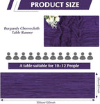 10 Pack Purple Cheesecloth Table Runner -21*120Inch Long Boho Wedding Table Decor, Rustic Gauze Fabric Runner for Bridal Showers, Baby Showers & Parties (Sheer, Lightweight, Wrinkled Design)