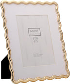 8 x 10'' Heavy-Duty Zinc Alloy Gold Photo Frames with Acid Free Mat for 5x7'',Wave Design Gold Picture Frame 8x10'' with Black Velvet Back