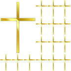 Blulu 16 Pieces Baptism Cake Toppers Crossing Cupcake Toppers Gold Mirror Acrylic Cake Picks Baptism Decor Christian Decorations(Elegant Style)