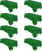 8 Pack Green Table Cloth 60 x 102 Inch Rectangular Tablecloths for 6 Foot Rectangle Tables, Wrinkle Resistant Green Tablecloth Washable Polyester Fabric Table Covers for Buffet Wedding Party Banquet