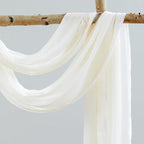 Wedding Arch Draping Fabric,2 Panels 18FT Beige Arch Drapes Chiffon Fabric Drapery Decorations for Ceremony Reception Party Ceiling Backdrop