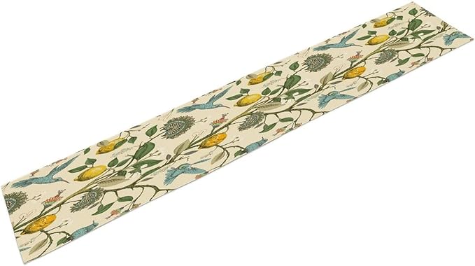 Table Runner with Flowers and Birds, Spring Plant Flowers Table Decoration Linen Table Runner Family Party Party Decorations 13x90 Inches
