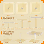 3 Piece Cupcake Stand, Acrylic Dessert Table Display Set, Clear Square Serving Trays for Birthday, Wedding, Baby Shower