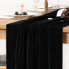 MLMC Black Velvet Table Runner 10ft Glossy Luxury Velvet Fall Table Runner 20x120 Inches Wedding Runner for Fall Bridal Shower Birthday Party Halloween Decor