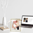 Gold Floating Frame (6"x8", Vertical), For Picture 5x7, 4x6, 3x5, Tabletop Shelf Photo Frame, Classy Gift For Festival, Wedding, Home or Office Décor…
