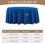 Round Tablecloth 2 Pack 90 Inch Royal Blue Tablecloths Washable Decorative Linen Polyester Table Clothes Cover for Dining Table Banquets Buffet Parties and Wedding