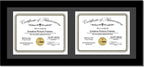 Creative Picture Frames 14X30Bk-B Black Horizontal Double Diploma Frame With 2 Opening Black Mat, Holds 2-11X14-Inch Documents With Wall Hanger