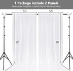 MEETSKY White Backdrop Curtains for Parties - 10ft x 8ft Wedding Photo Background Curtain Rod Pocket Fabric Drapes Panels for Birthday Holiday Party Home Decoration, 5ft x 8ft, 2 Panels
