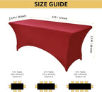 2-Pack 6ft Spandex Table Covers for Rectangle Standard Folding Tables - Wrinkle Resistant Stretch Tablecloths - Ultimate Fitted Table Protector for Parties, Trade Shows, Banquet