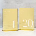 JINMURY Gold Wedding Table Numbers 1-20 with Stands, 5"x7" Gold Mirror Acrylic Table Numbers, Perfect for Wedding Reception, Party, Anniversary, Event