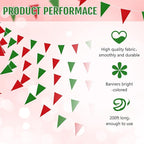 Tatuo 200 Feet Solid Pennant Banners Flags String Triangle Hanging DIY Bunting Flags Party Decorations for Grand Opening Party Banners for Kids Birthday, Shops (Red and Green)