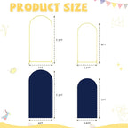 Party Arch Backdrop Stand and Cover Set 6FT 7.2FT Navy Blue Spandex Arch Covers Gold Metal Arch Stand Backdro Chiara Balloon Arched Stand Frame with Covers for Birthday Party Reception Decor