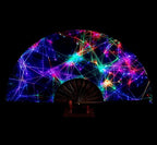 Amajiji Rave Folding Hand Fan Popping Fans for Line Dancing, Large Clacking Fans Clap Fan for Boots On The Ground Dance,Party,Decoration,Festival (Starry Sky)