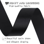 Black Solid Satin Ribbon 1 Inch 50 Yards Solid Polyester Fabric Ribbon for Gift Wrapping Wedding Christmas Baby Shower Birthday Party Decoration Handmade Immortal Flower Craft