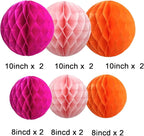 CC wonderland zone 12pcs Hot Pink and Orange Paper Honeycomb Balls,6" & 10" Hanging Tissue Pom poms for Birthday Party Decoration(Hot Pink,Pink,Orange)