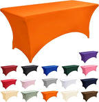 2-Pack 8ft Spandex Table Covers for Rectangle Folding Tables - Washable Elastic Tablecloth - Ultimate Fitted Table Protector for Birthday Parties, Trade Shows, Banquet