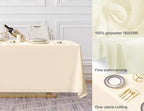 Surmente Beige Tablecloth 90 x 132-inch Rectangular Polyester Table Cloth for Weddings, Banquets, or Restaurants