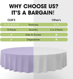 Pureegg Plastic Table Cloth Disposable 10 Pack, 84'' Round Table Cloths, Easter Party, Decorative Tablecloths, Round, Light Purple, Pastel, Plastic Cover, Leakproof & Sturdy, Lilac, Lavender