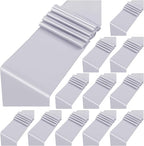 12 Pack Silver Satin Table Runner,12 x 108 inch Long Premium Smooth Table Runner for Wedding, Banquets, Birthday, Party, Graduation, Engagements, Table Runners fit Rectangle and Round Table